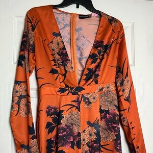 Pretty Little Thing Orange Floral Jumpsuit 2
